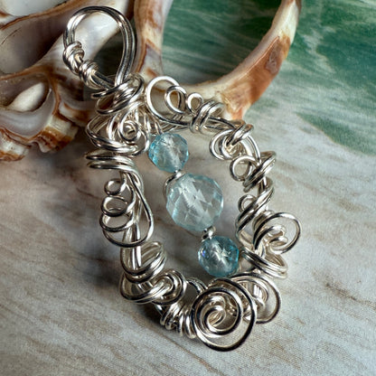 on the turning tide - blue topaz pendant