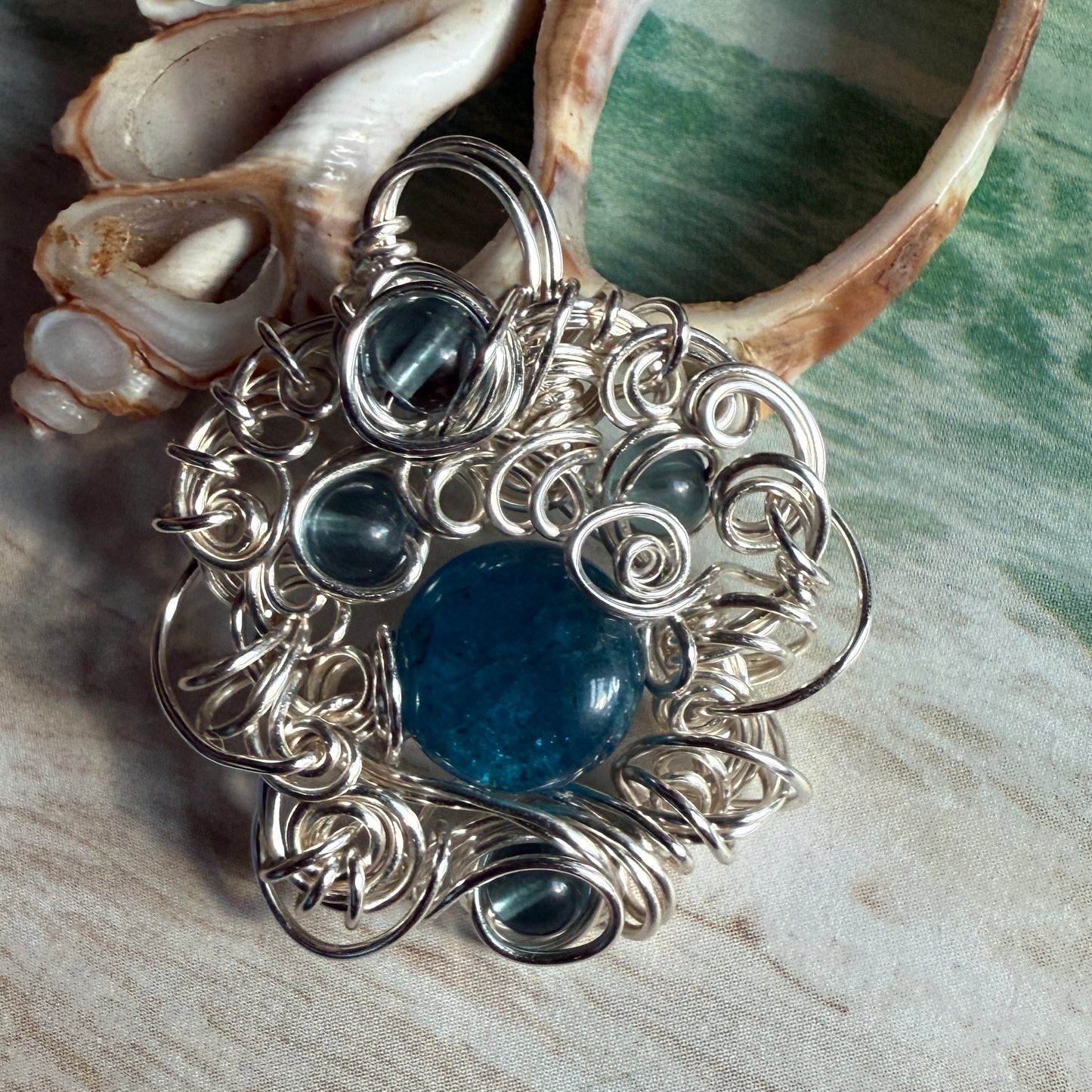 on the turning tide -  apatite & fluorite pendant