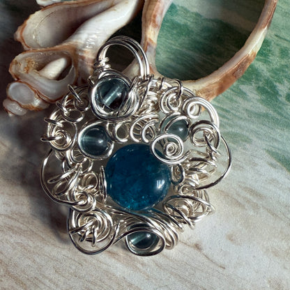 on the turning tide -  apatite & fluorite pendant