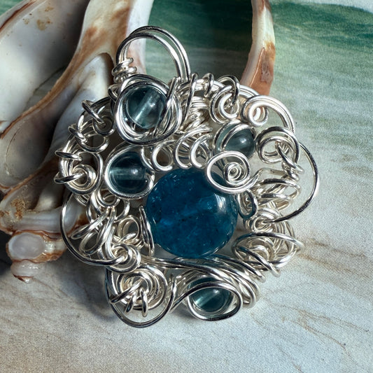 on the turning tide -  apatite & fluorite pendant
