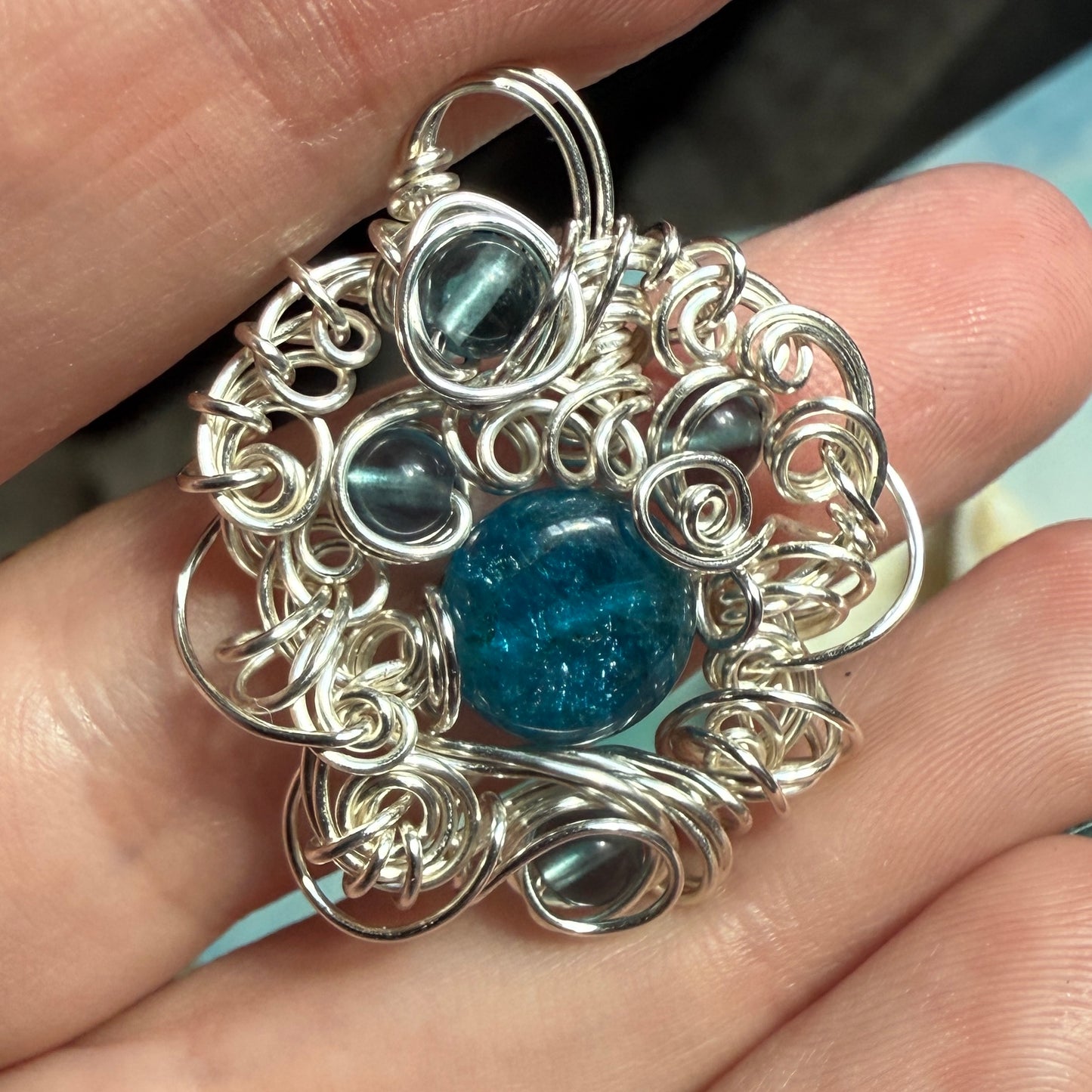on the turning tide -  apatite & fluorite pendant