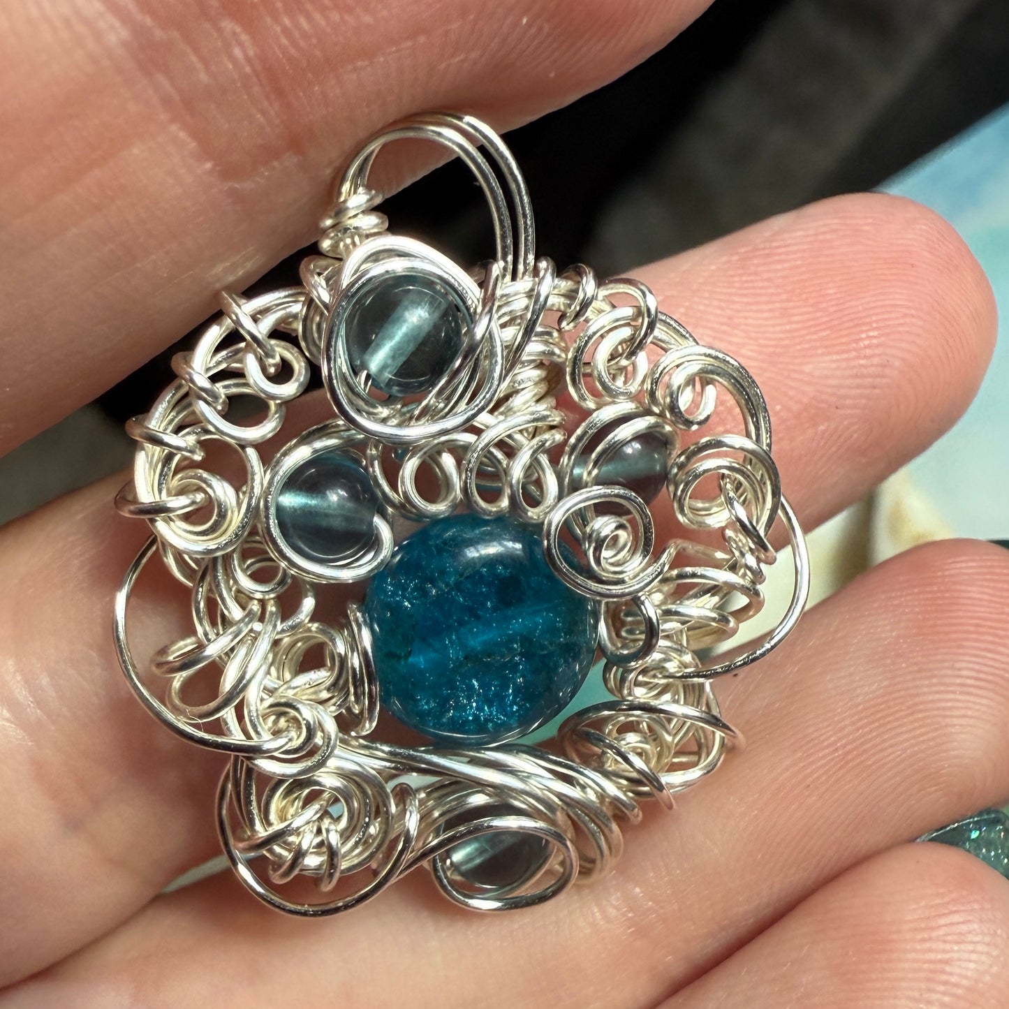 on the turning tide -  apatite & fluorite pendant