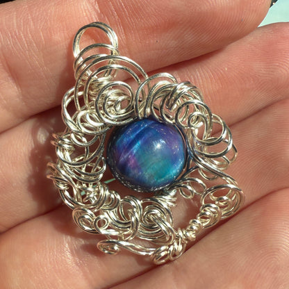 on the turning tide - nebula tigerseye pendant