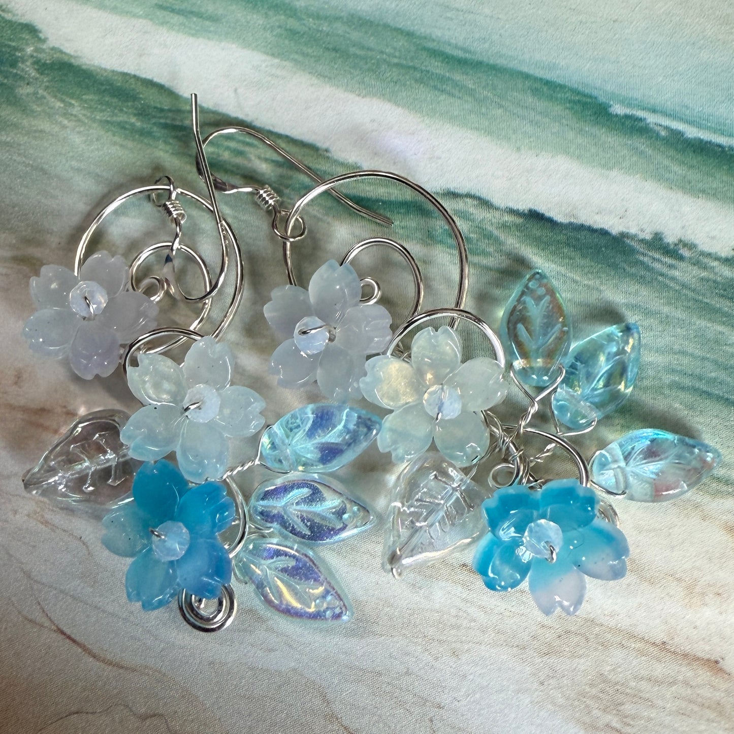 on the turning tide -  blue mermaid garden earrings