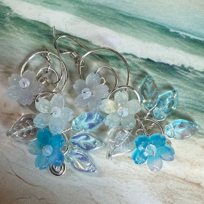 on the turning tide -  blue mermaid garden earrings