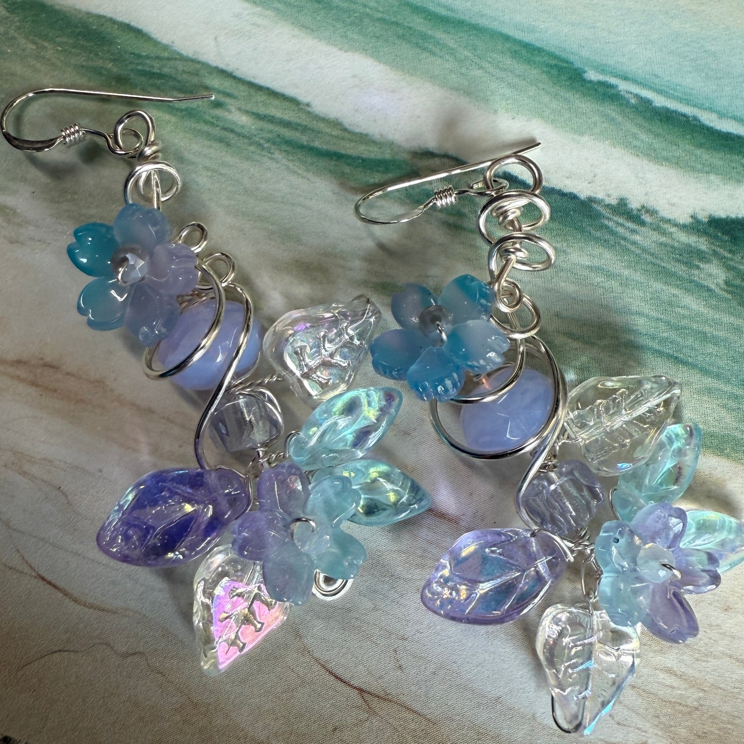 on the turning tide -  purple mermaid garden earrings
