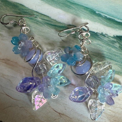 on the turning tide -  purple mermaid garden earrings