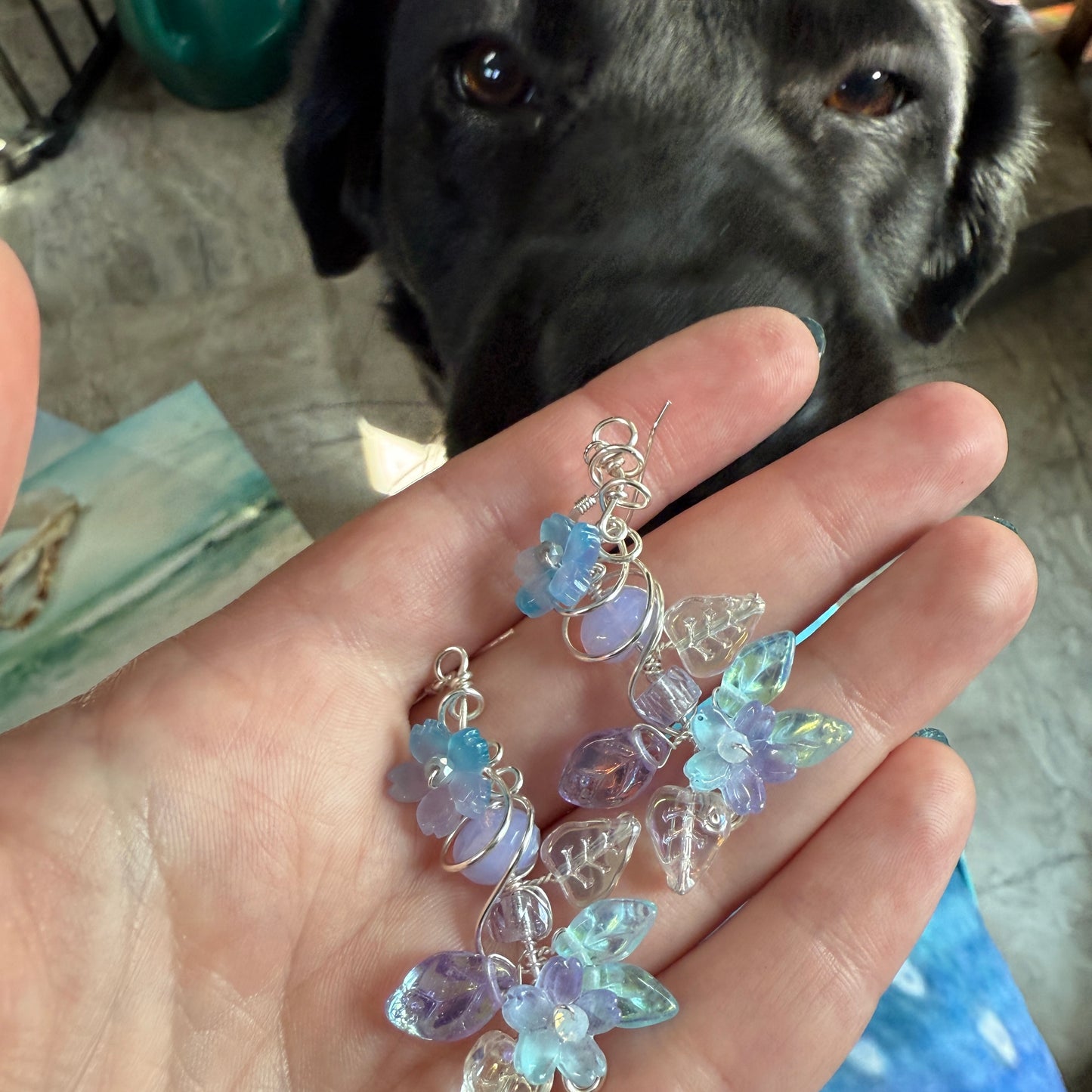on the turning tide -  purple mermaid garden earrings