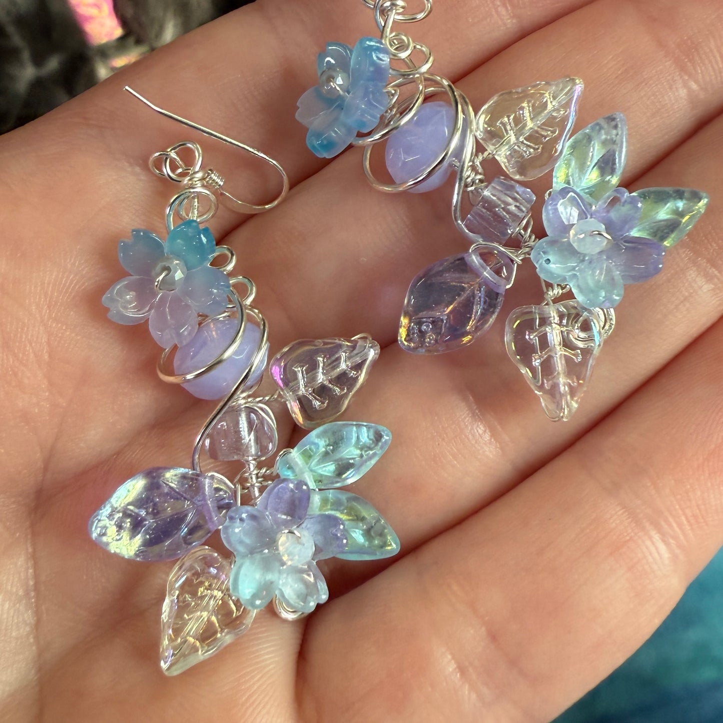 on the turning tide -  purple mermaid garden earrings
