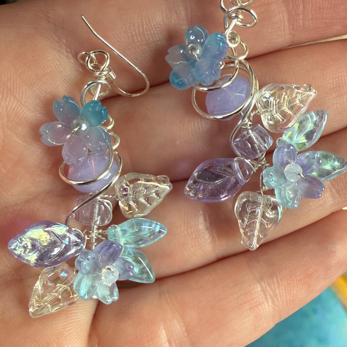 on the turning tide -  purple mermaid garden earrings