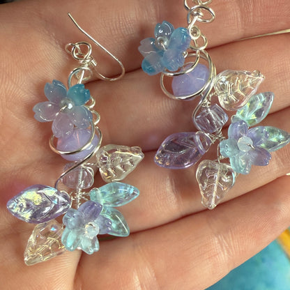 on the turning tide -  purple mermaid garden earrings