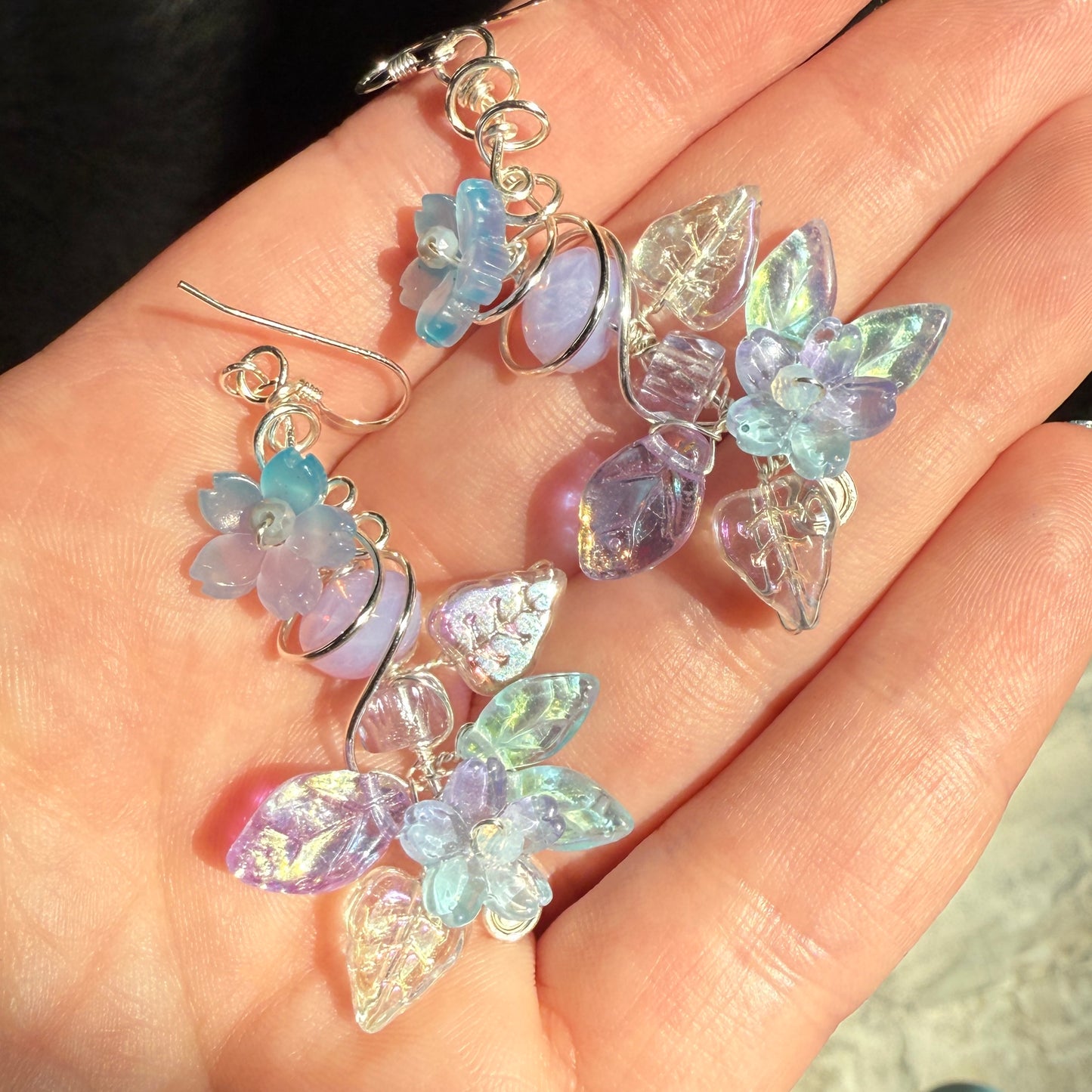 on the turning tide -  purple mermaid garden earrings