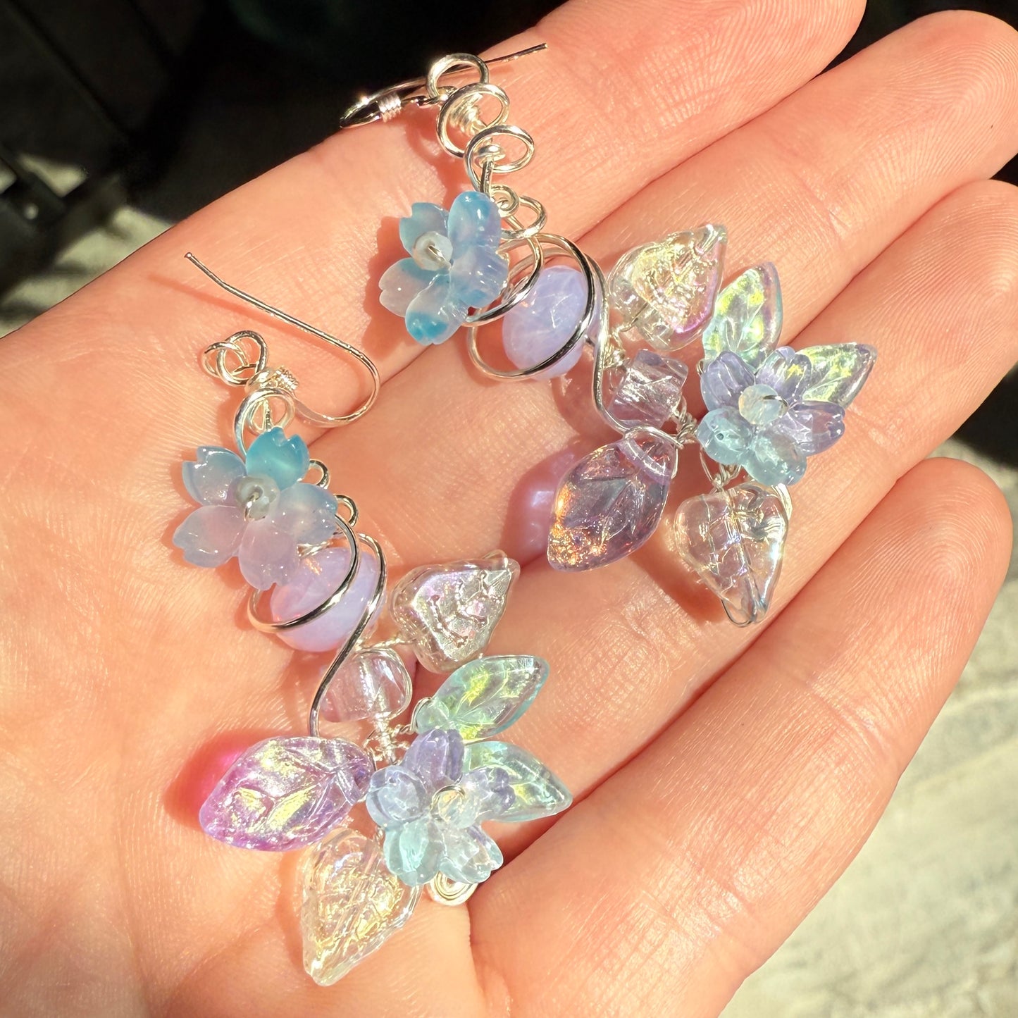 on the turning tide -  purple mermaid garden earrings
