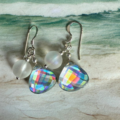 on the turning tide -  moon-glass earrings