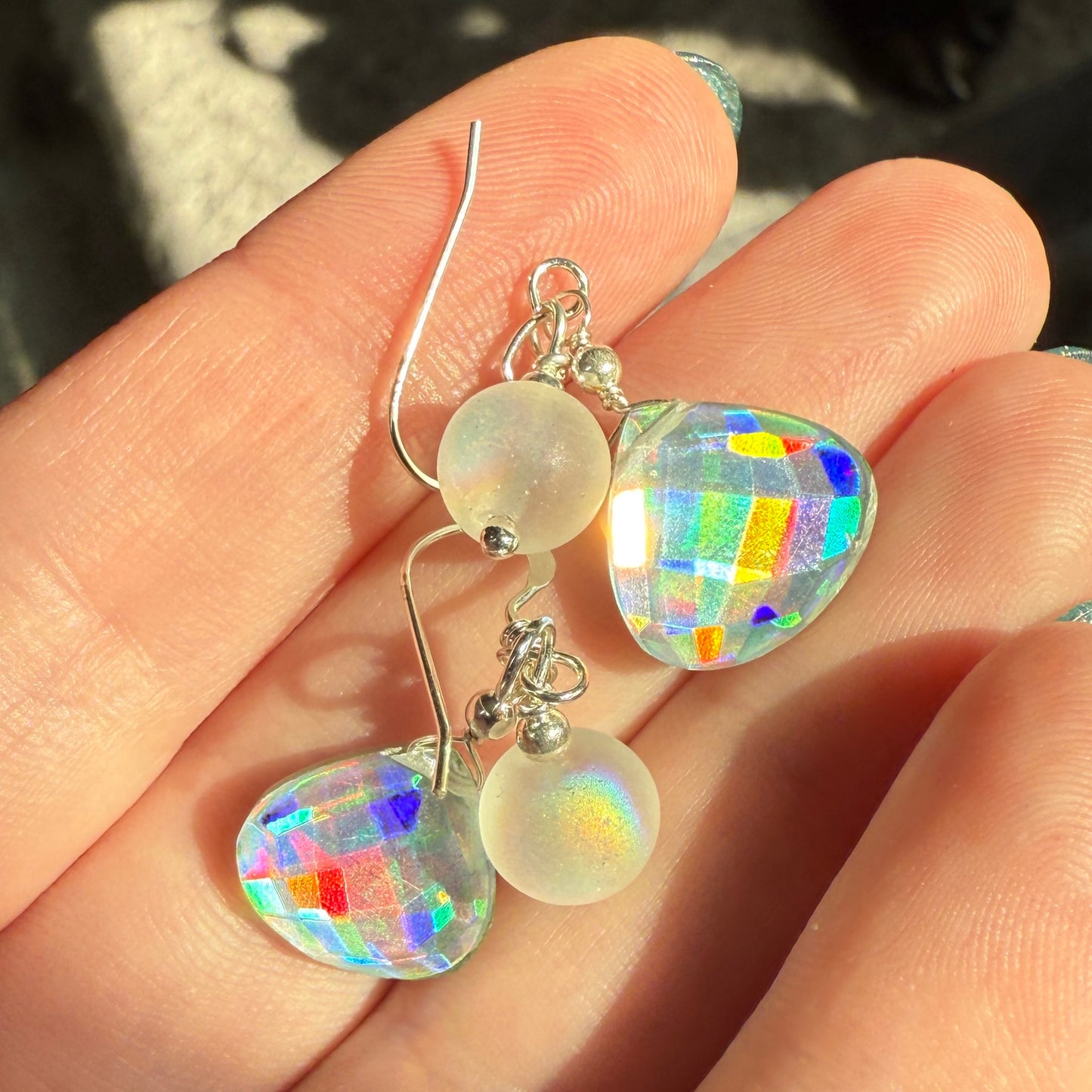 on the turning tide -  moon-glass earrings