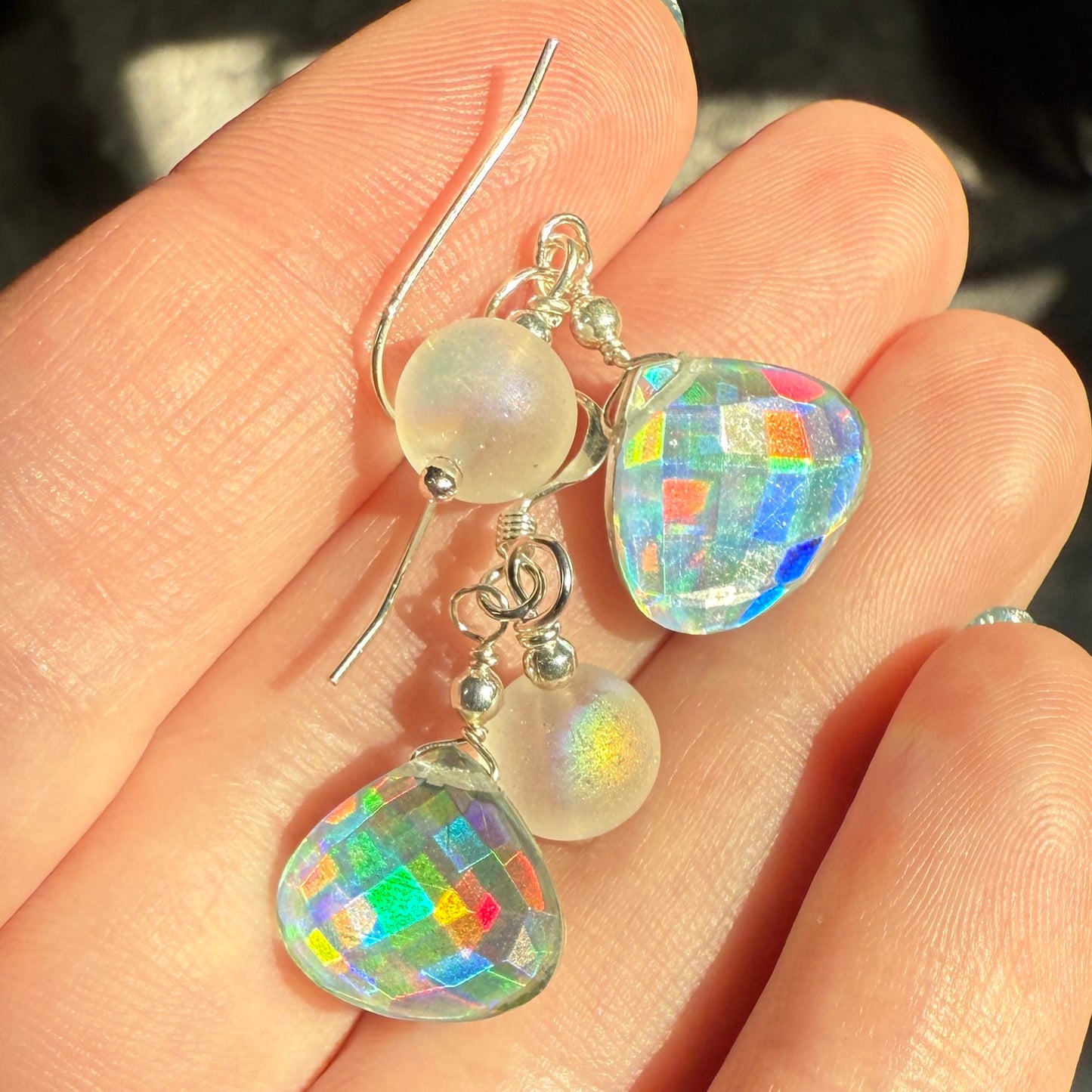 on the turning tide -  moon-glass earrings