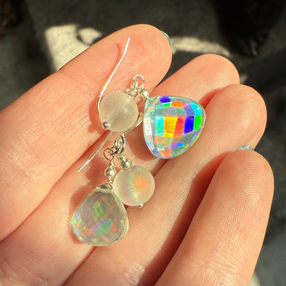on the turning tide -  moon-glass earrings