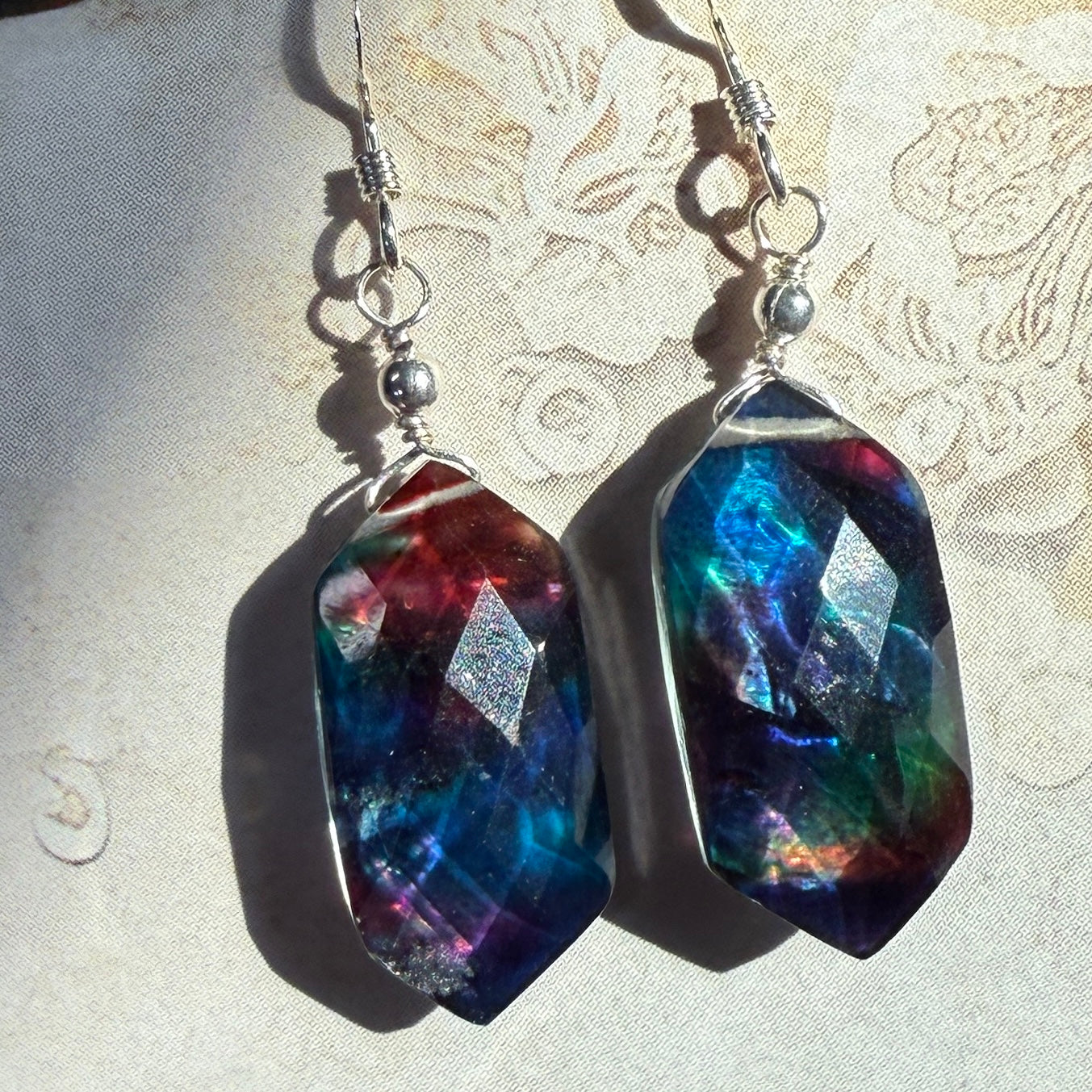 on the turning tide - large rainbow aurora earrings