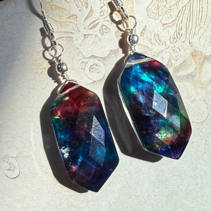 on the turning tide - large rainbow aurora earrings