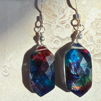 on the turning tide - large rainbow aurora earrings