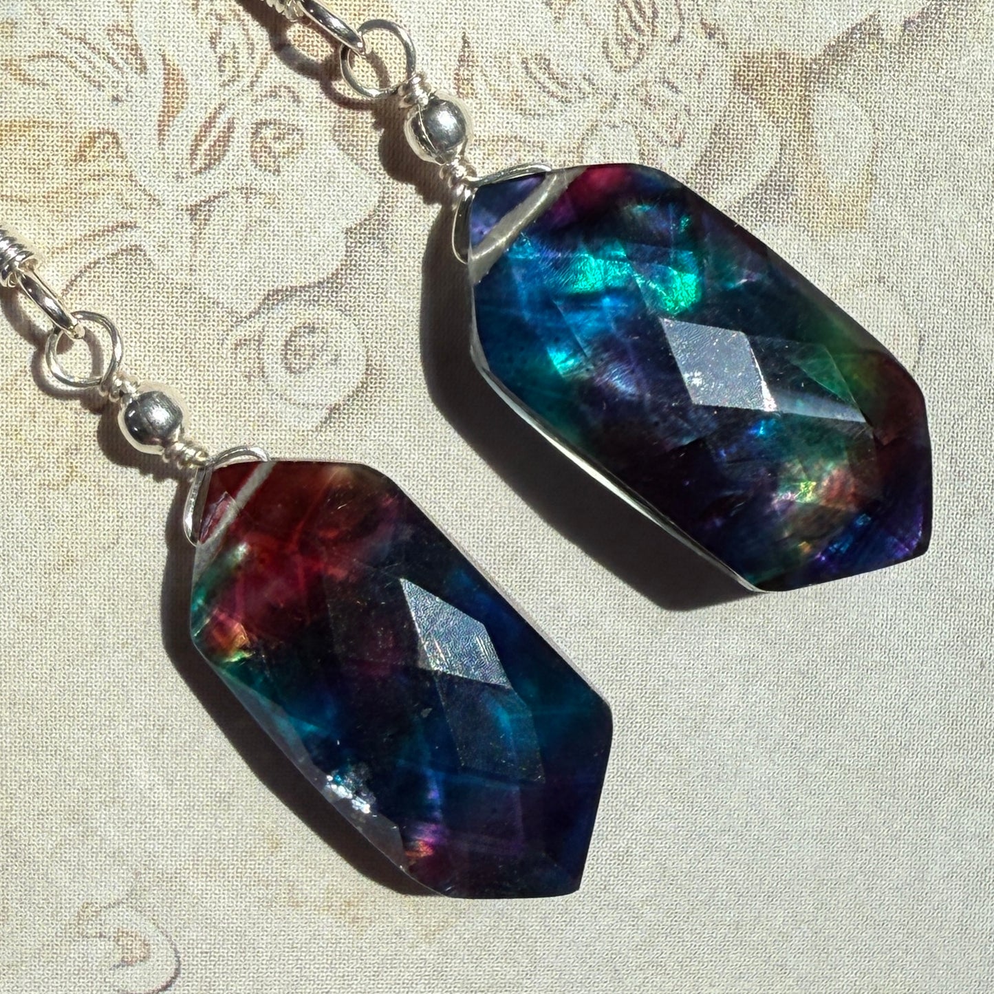 on the turning tide - large rainbow aurora earrings