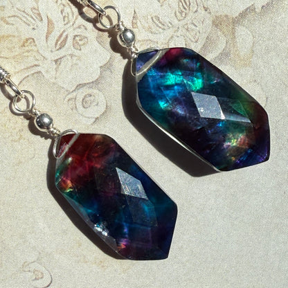 on the turning tide - large rainbow aurora earrings