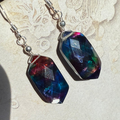 on the turning tide - large rainbow aurora earrings