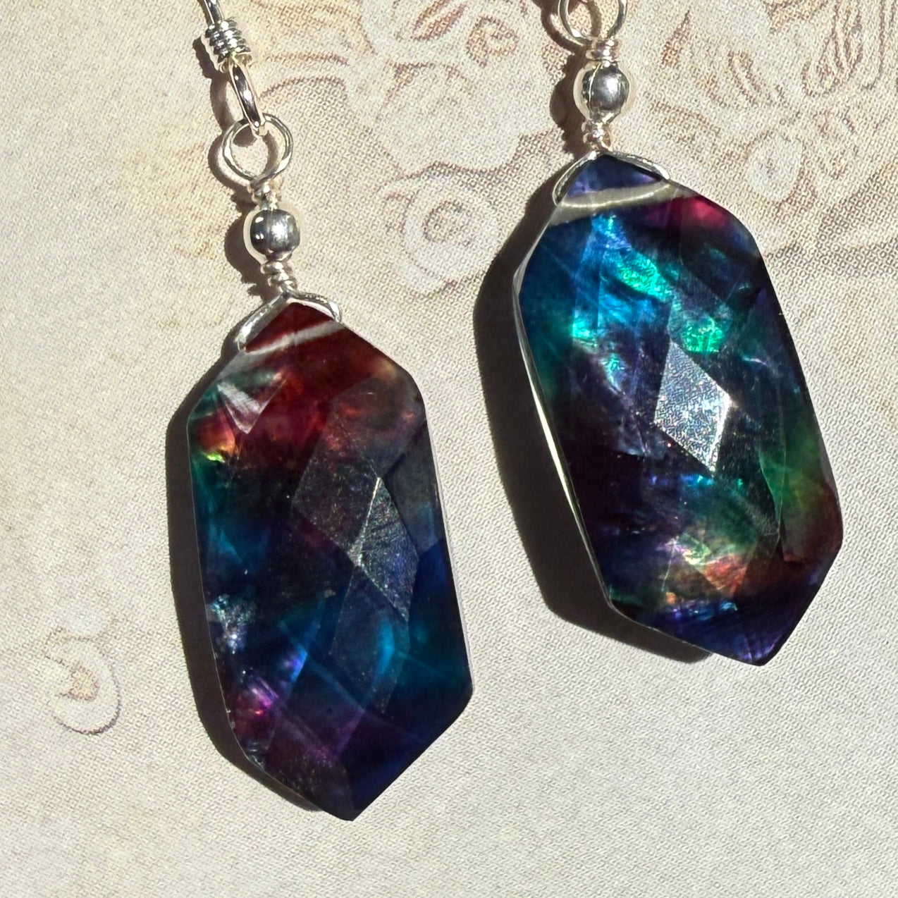 on the turning tide - large rainbow aurora earrings