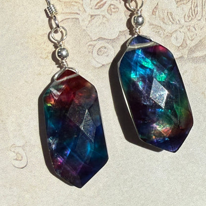on the turning tide - large rainbow aurora earrings