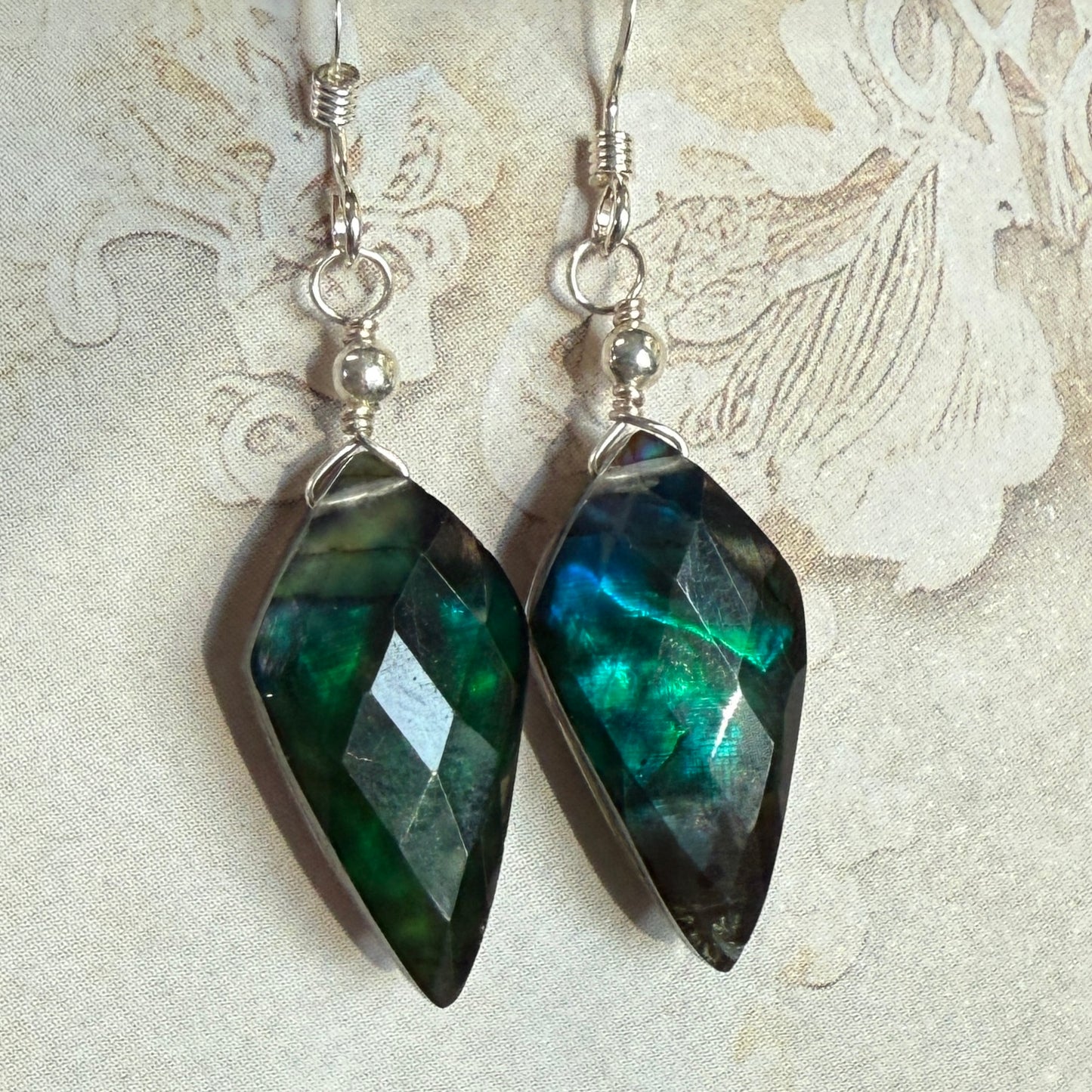 on the turning tide - green aurora earrings