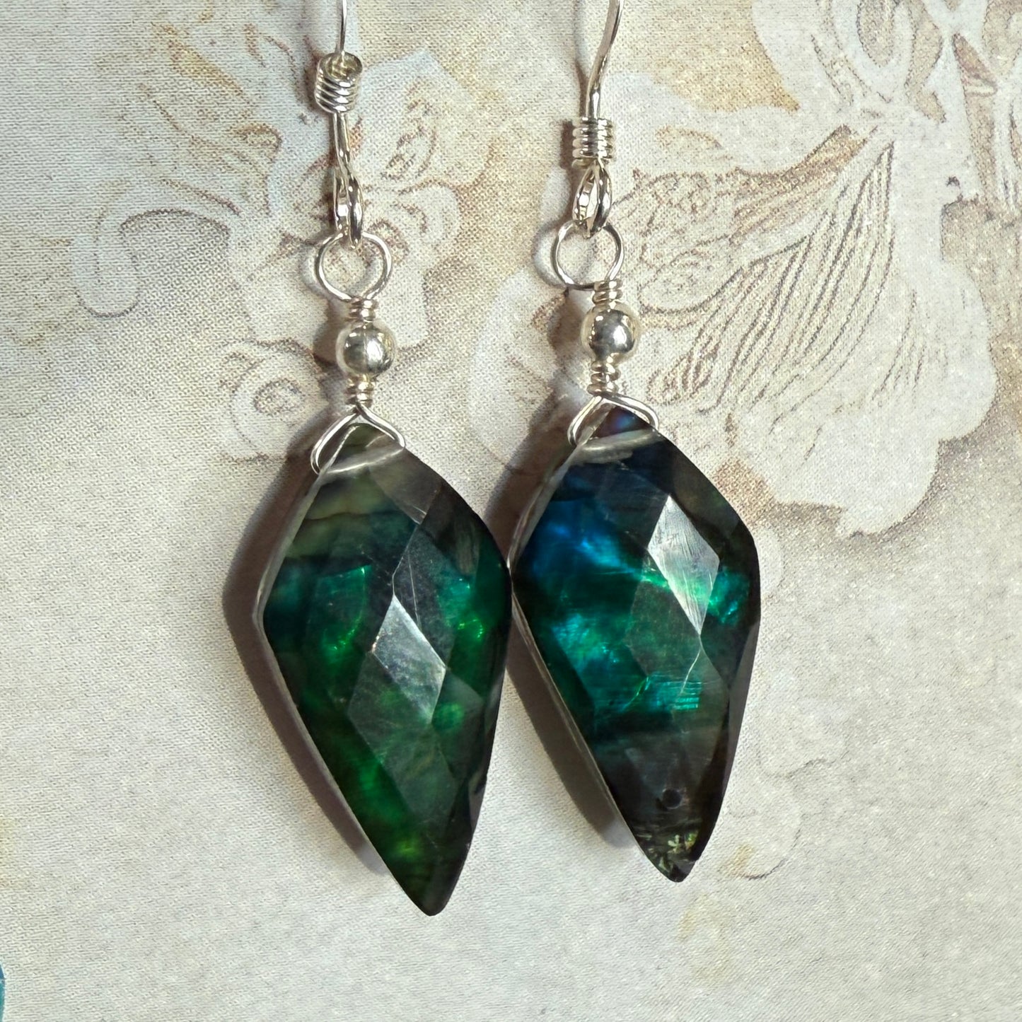 on the turning tide - green aurora earrings