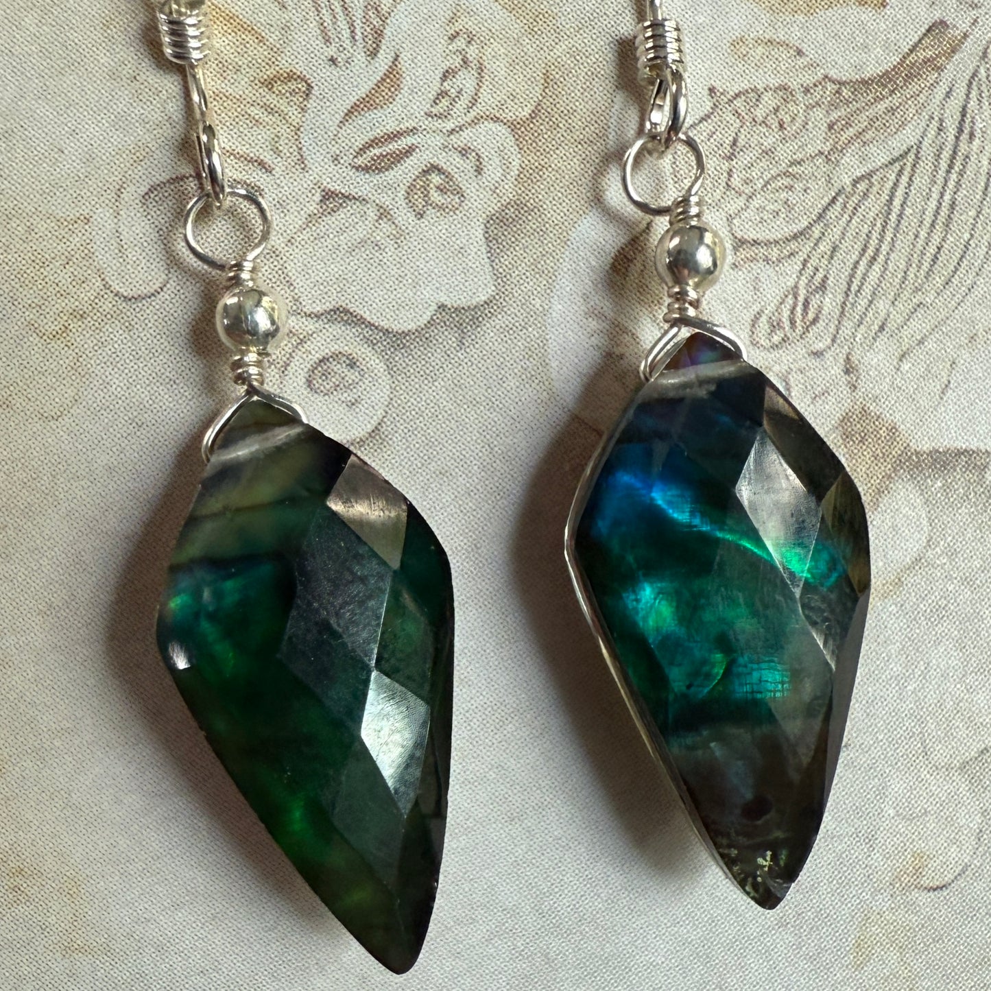 on the turning tide - green aurora earrings