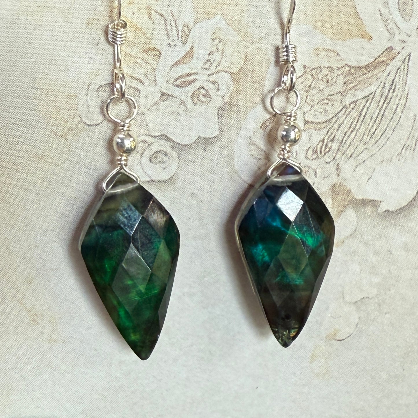 on the turning tide - green aurora earrings