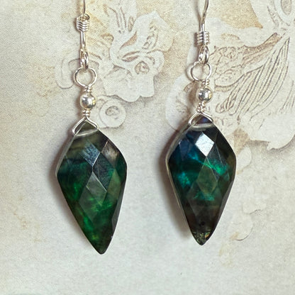 on the turning tide - green aurora earrings