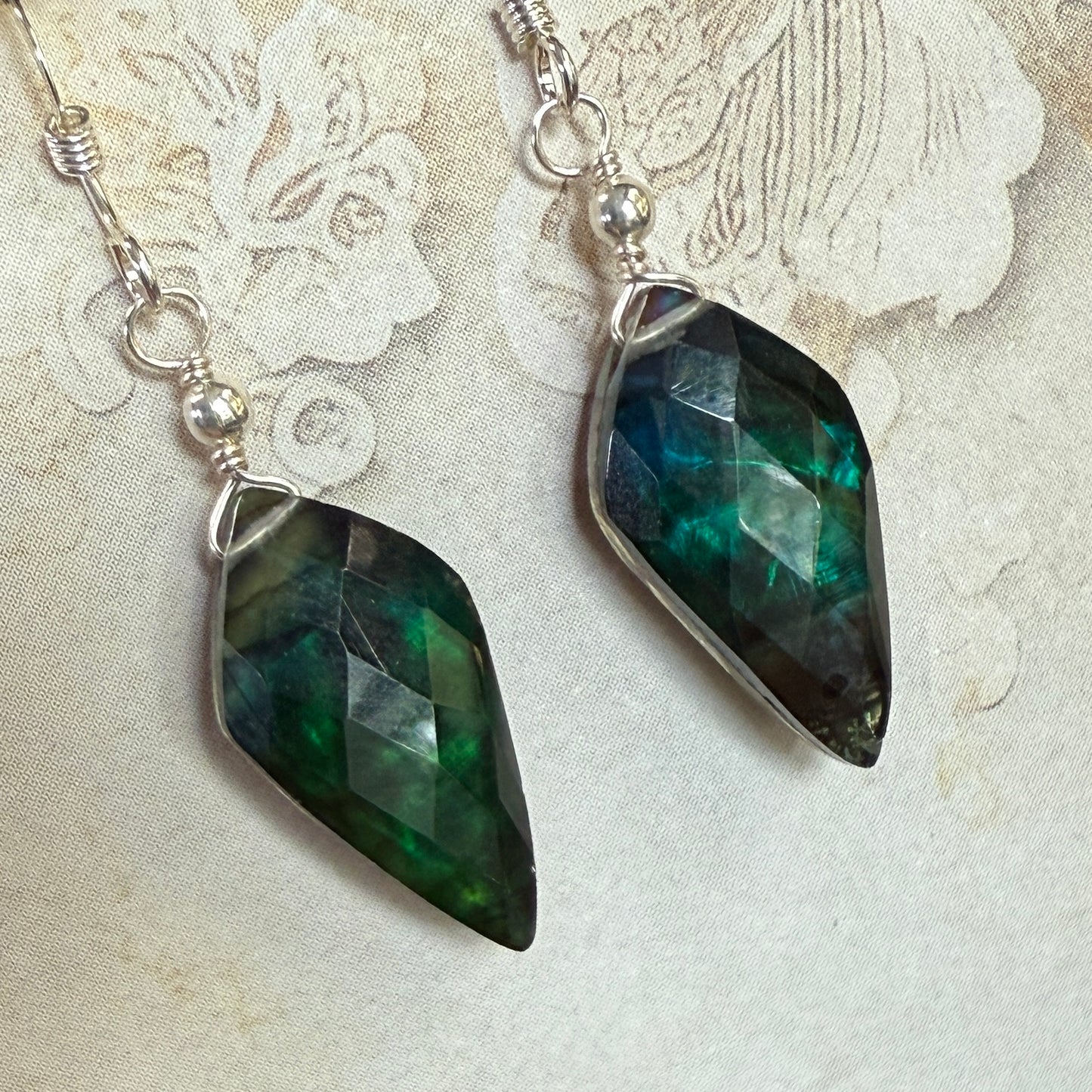 on the turning tide - green aurora earrings