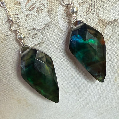 on the turning tide - green aurora earrings