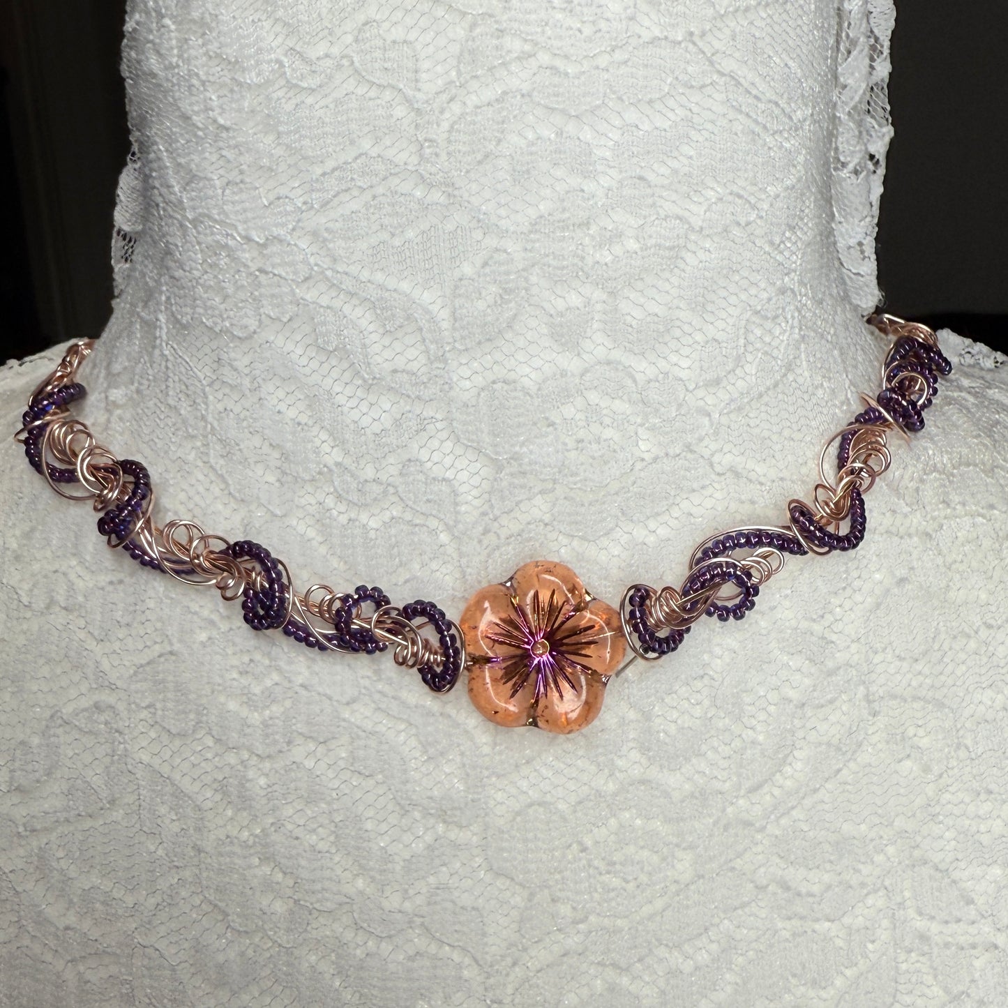 on the turning tide - hibiscus necklace