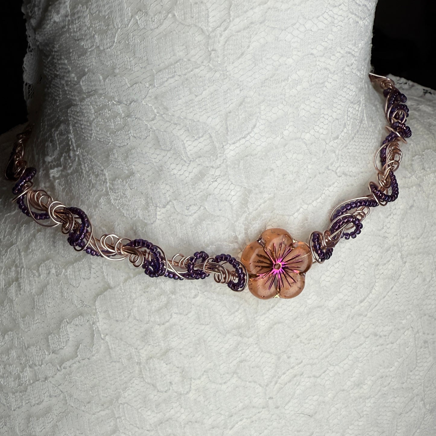 on the turning tide - hibiscus necklace