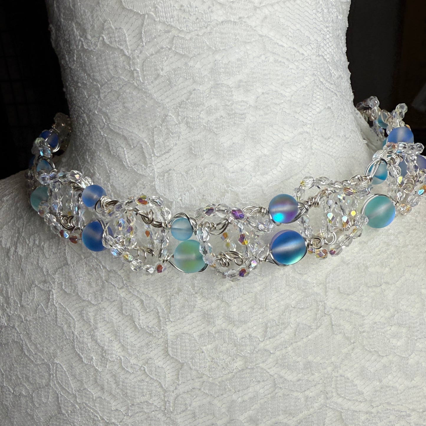 on the turning tide - blue mermaid glass necklace