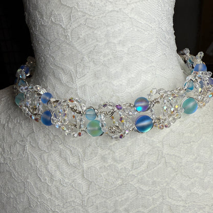 on the turning tide - blue mermaid glass necklace