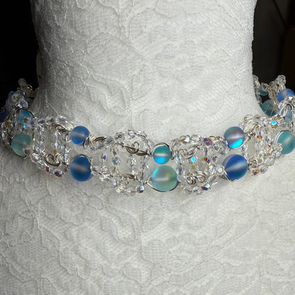 on the turning tide - blue mermaid glass necklace
