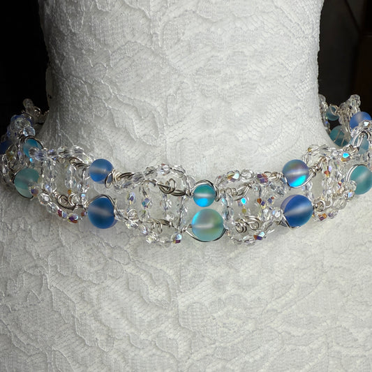 on the turning tide - blue mermaid glass necklace