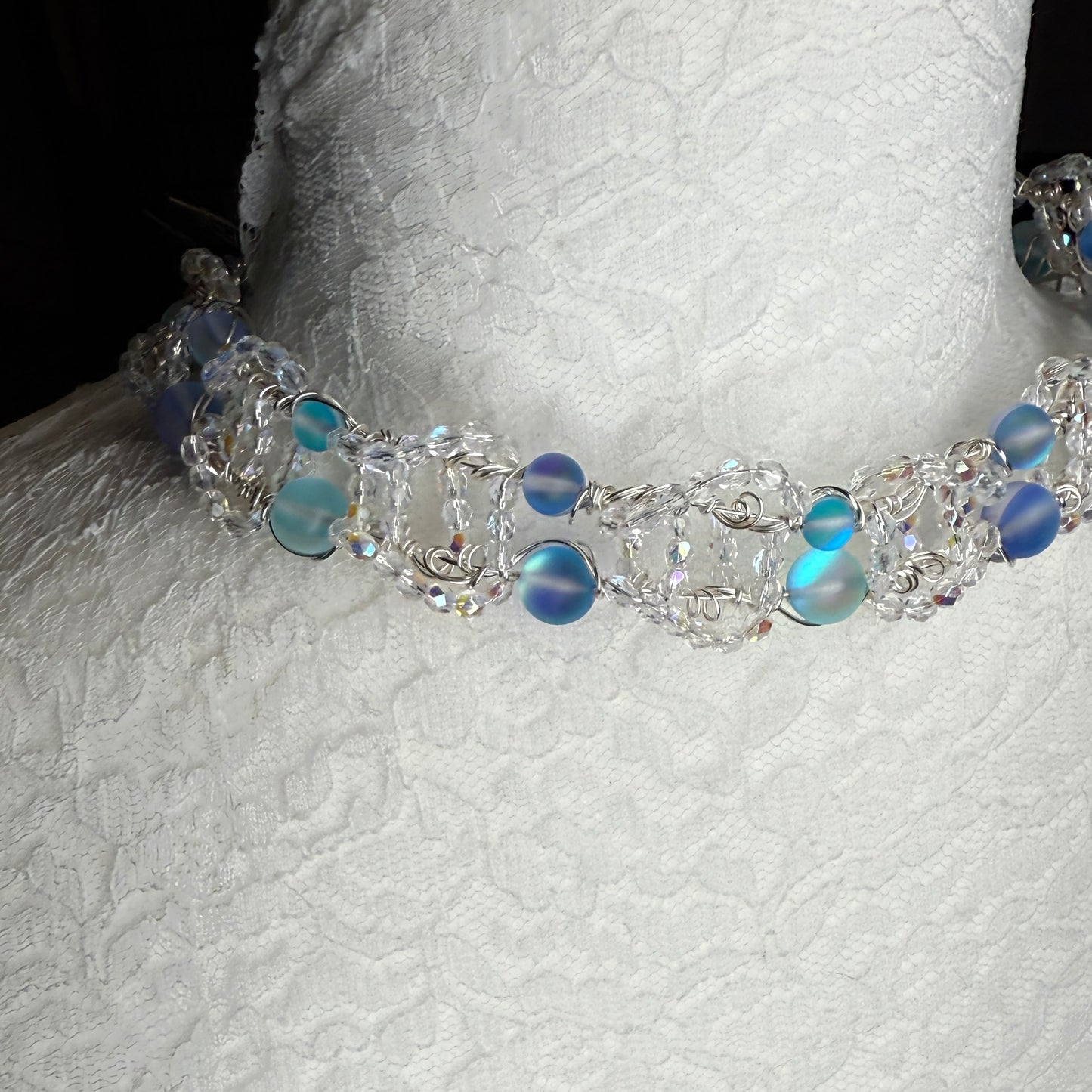 on the turning tide - blue mermaid glass necklace