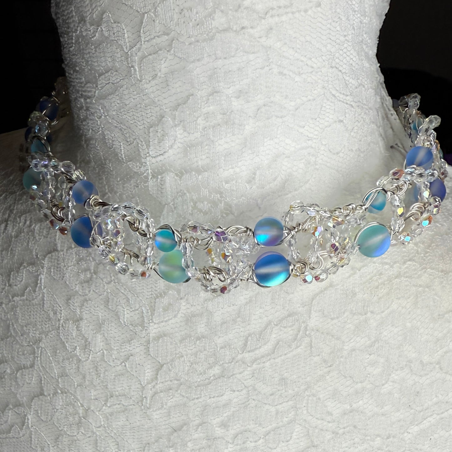 on the turning tide - blue mermaid glass necklace