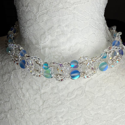 on the turning tide - blue mermaid glass necklace