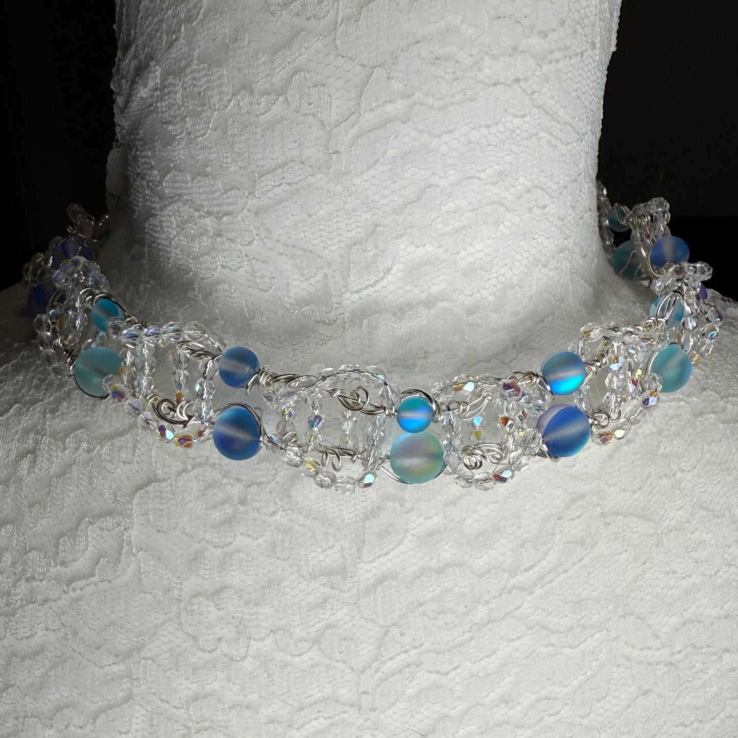 on the turning tide - blue mermaid glass necklace