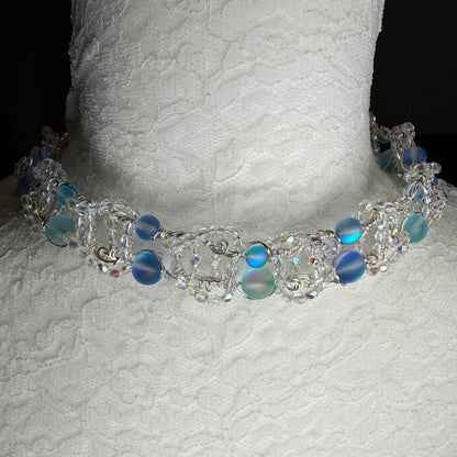 on the turning tide - blue mermaid glass necklace