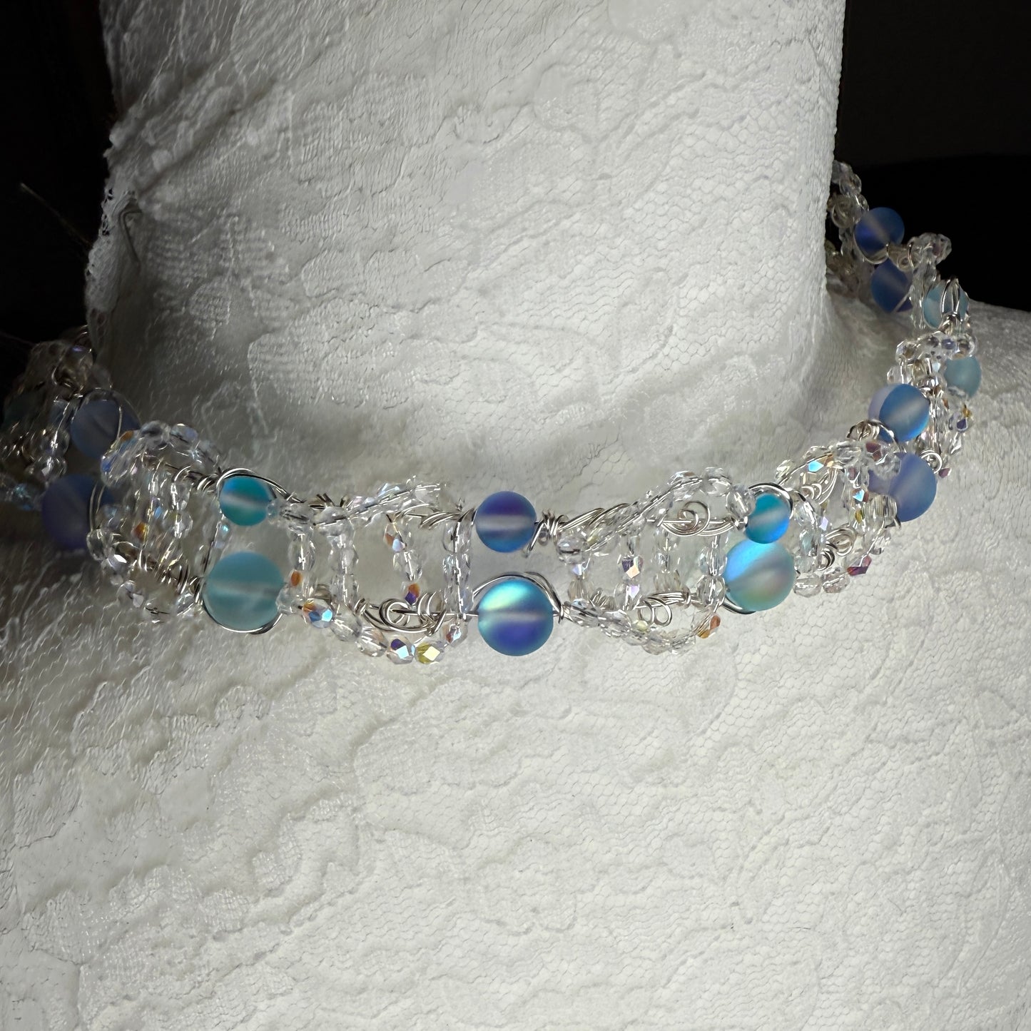 on the turning tide - blue mermaid glass necklace