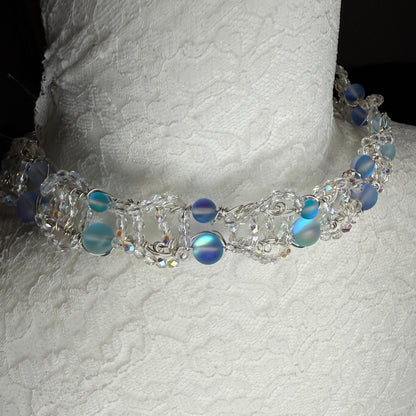 on the turning tide - blue mermaid glass necklace