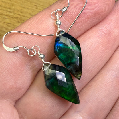 on the turning tide - green aurora earrings